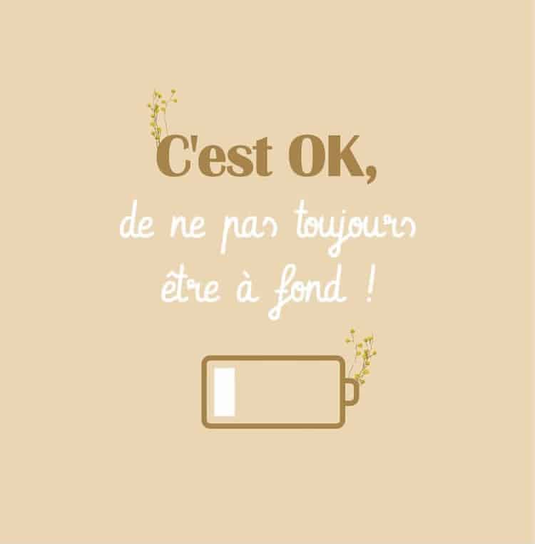 Baisse de forme et besoin de repos – message bienveillant